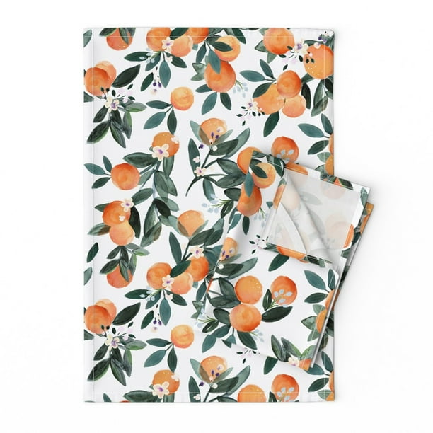 Tropical Jungle Flowers Paradise Linen Cotton Tea Towels by Roostery Set of 2 Tropical Jungle Flowers Paradise Linen Cotton Tea Towels by Roostery Set of 2